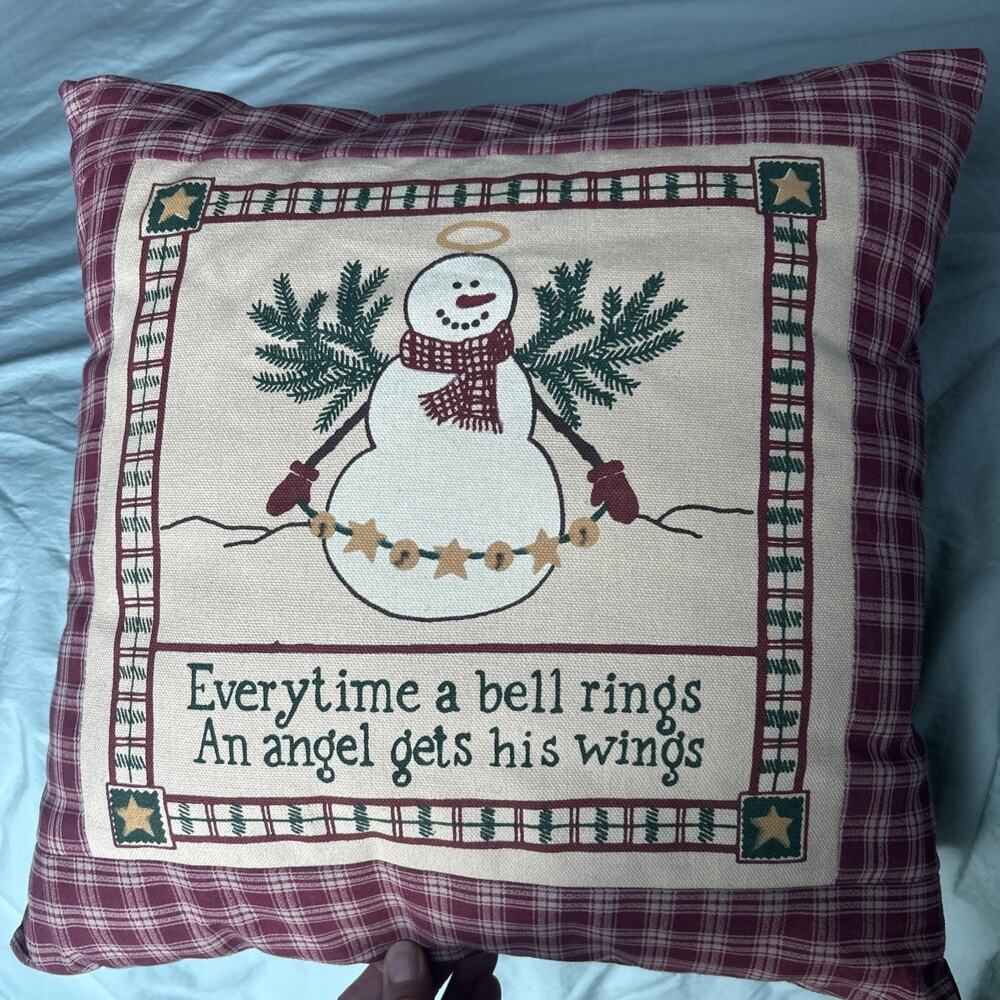 Vintage Alice’s Cottage Made In The U.S.A Snowman Themed Throw Pillow